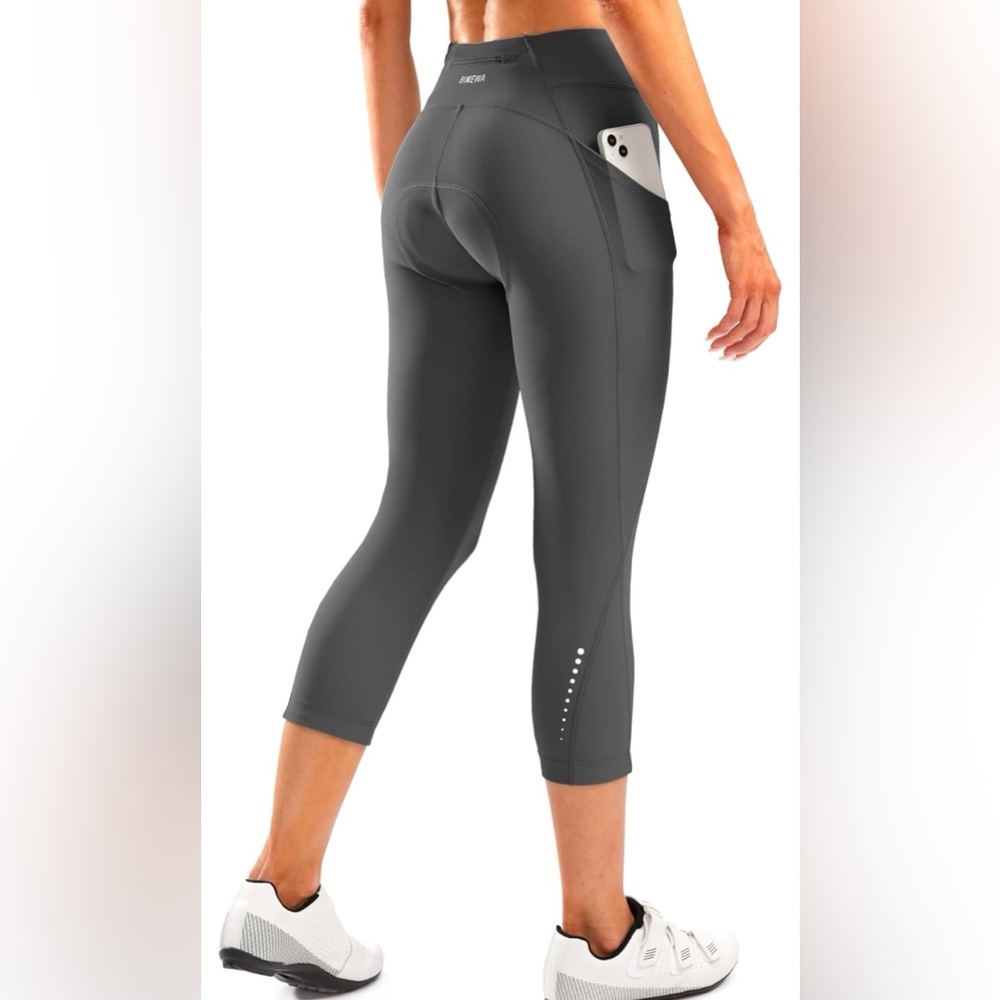 Bikewa Women’s Highwaisted 4D Padded Biker Capris XL Gray